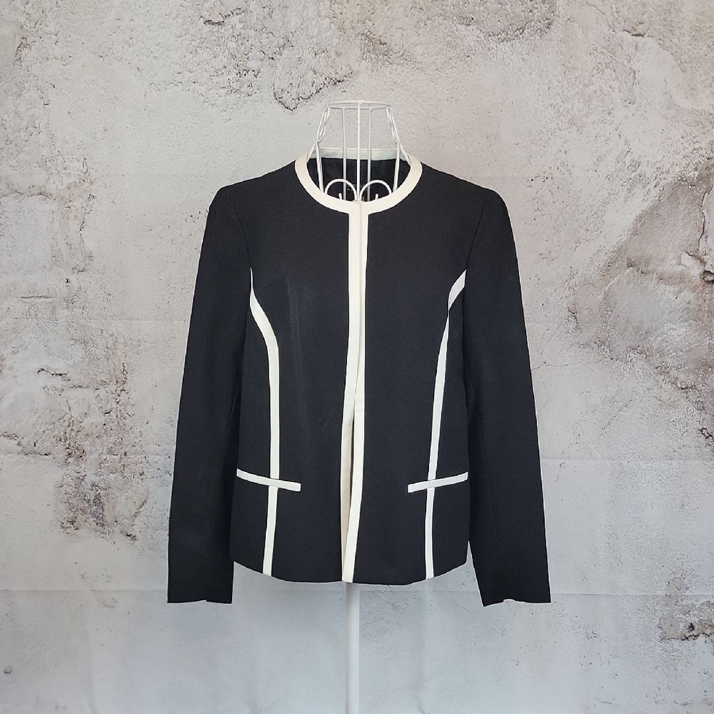 Black Label by Evan Picone Black and Cream Blazer Womens Size 8